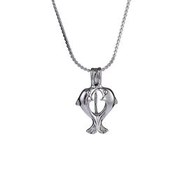 Love Pearl and Wish Pearl Gift Set With Neckalce And Double Dolphin  Shape Cage Pendant