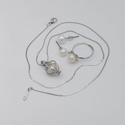 Promotion Gifts Love Pearl  3PCS included Chain Necklace with one Drop Pendant , Ring , Earrings